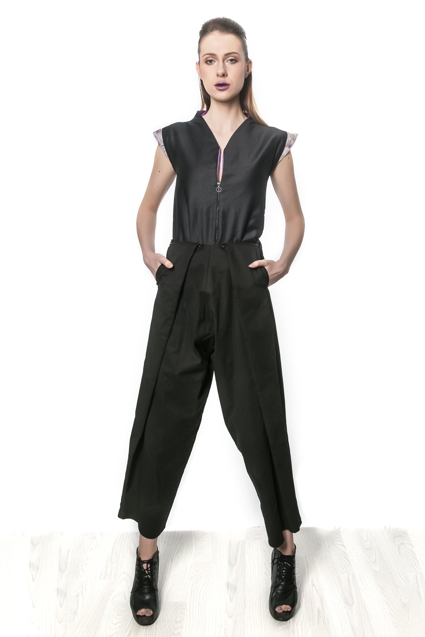 JOKI Zip-up Cap Sleeve Top