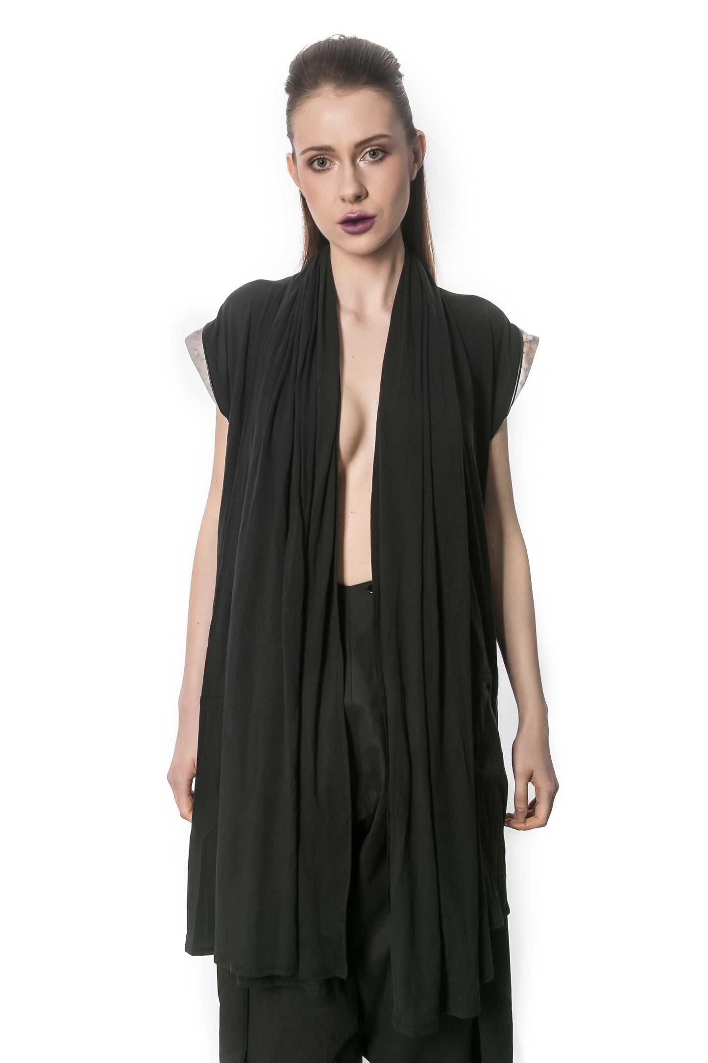 JAHNOT Sleeveless Hooded Cardigan