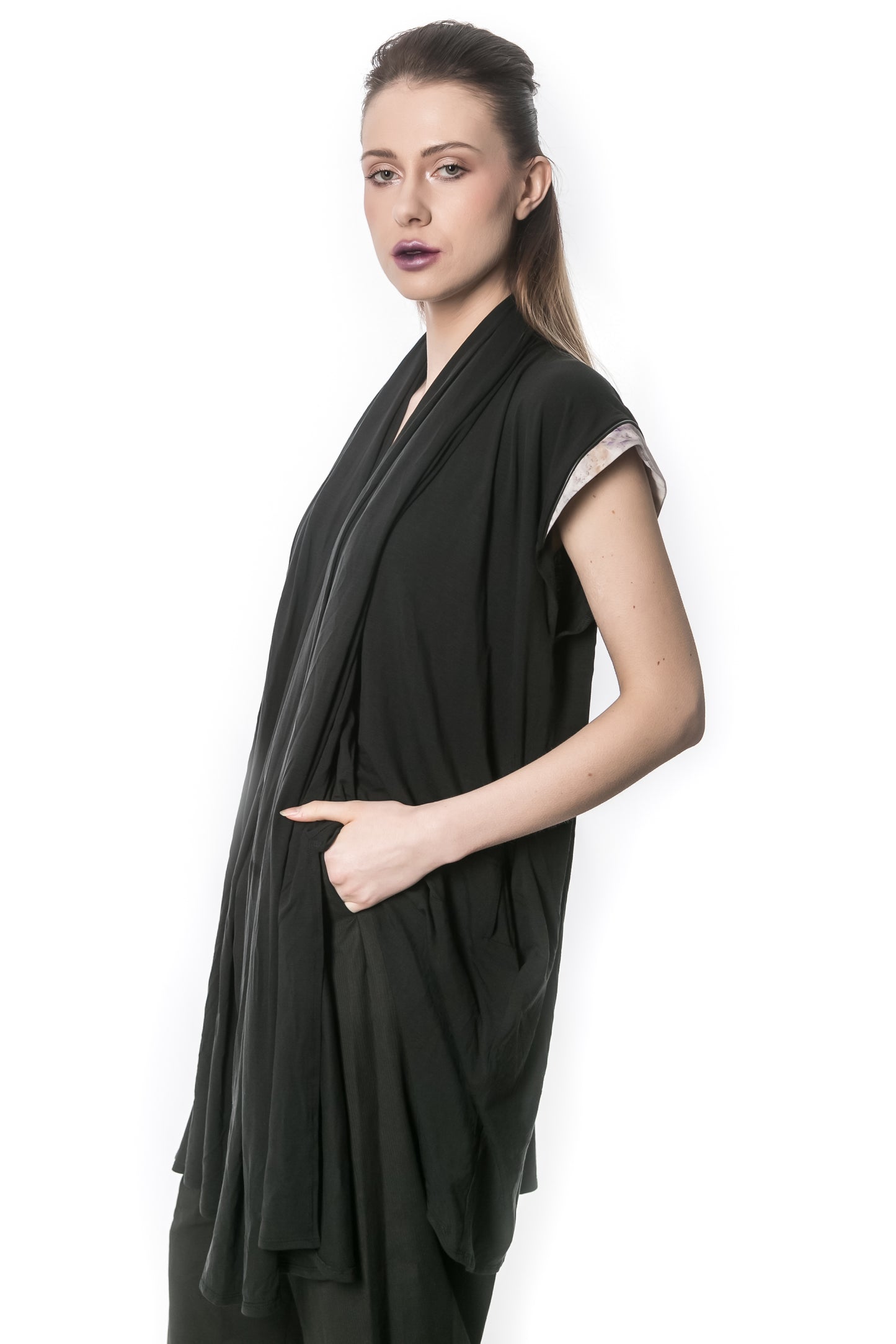 JAHNOT Sleeveless Hooded Cardigan